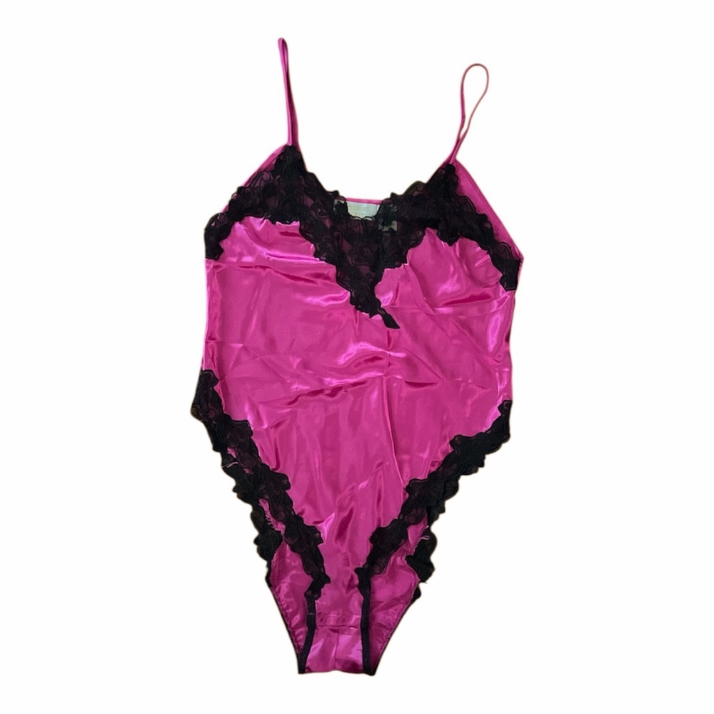 Victoria’s Secret Gold Label Fuchsia/Pink High Cut Body Suit M 90s VTG NWOT